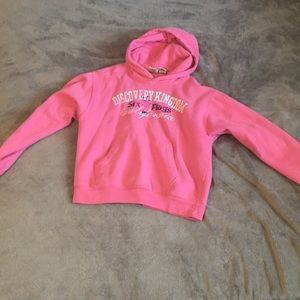 Six flags pink hoodie with front pocket
